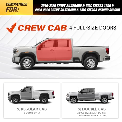 image for YZONA Crew Cab Running Boards Side Steps Compatible with 2019-2026 Che