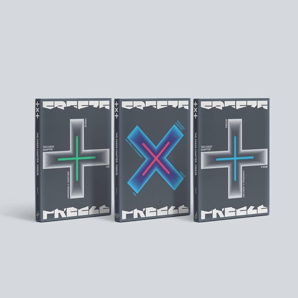TXT The Chaos Chapter : Freeze Album [Boy Version] CD+Poster+Photobook+Sticker Pack+Lyric Book+Behind Book+Photocard+OS Photocard+Postcard+(Extra TXT 4 Photocards+Pocket Mirror)