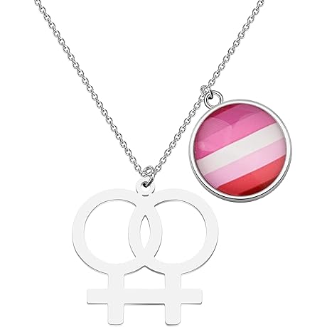 Double Venus Symbol Lesbian Pride Pendant Necklace LGBT Lesbian Gift