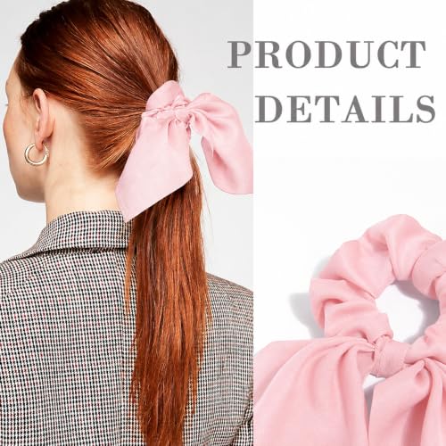 Image of 12 PCS Bow Hair Scrunchies Bunny Ears Silk Scrunchies Hair Ties Bobbles Elastic Hair Ties Ropes Ponytail Holder Hair Accessories for Women