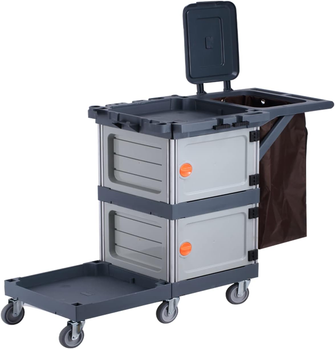 Commercial Cleaning Cart,3Tier MultiPurpose Engineered Plastic