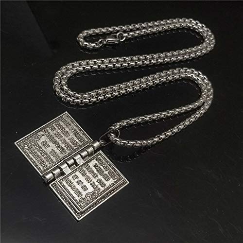 Holy Bible Book Pendant Necklace Openable Prayer Bible Verse Religious Christian Necklace for Men and Women2