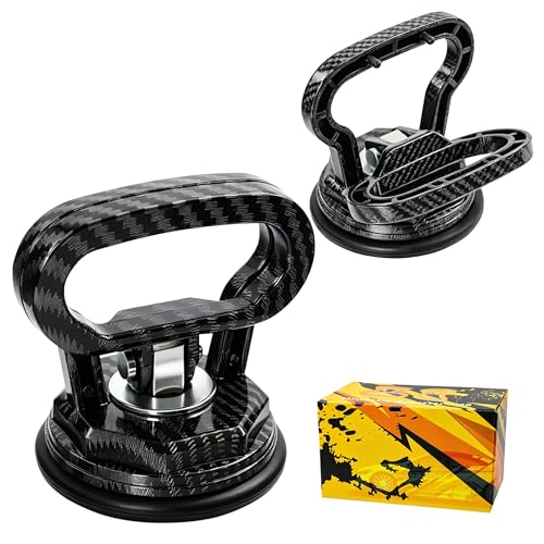 Image of Amooca Glass Suction Cup Lifter Heavy Duty Tile Marble Suction Cup Vacuum Lifter with Handle for Granite Lifting & Window Replacement 30 lbs Load Capacity (2 Pack Carbon Fiber Small)