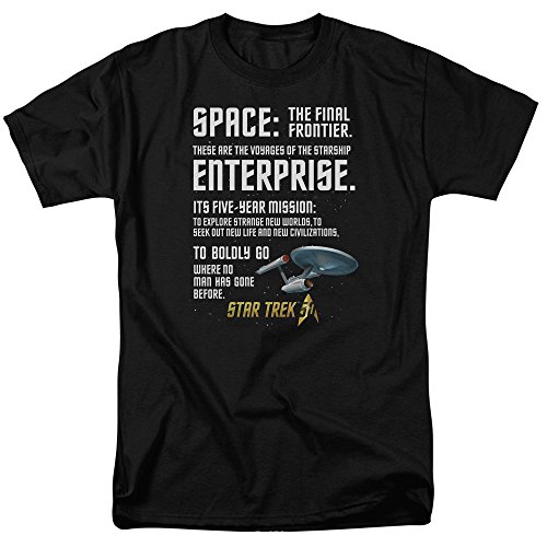 Star Trek Classic Intro Black Regular Fit T-Shirt (X-Large)