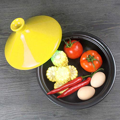 Myyingbin Healthy Lead Free Ceramic Tagine Pot With Wooden Shovel And Tray, Stew Casserole Slow Cooker, 23Cm, Yellow #TOP3