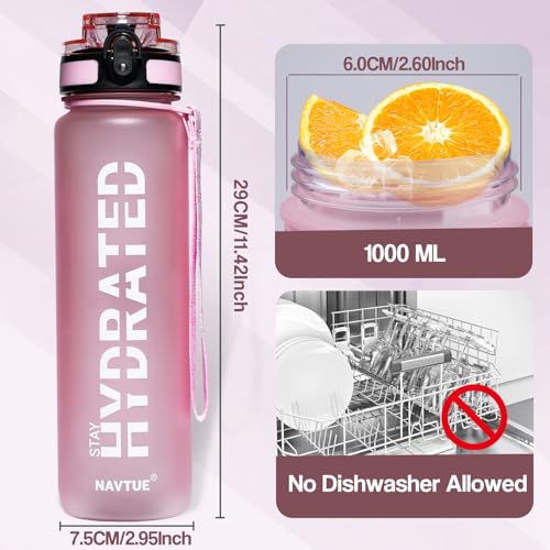 Image of Water Bottle 32 oz Motivational Time Marker Tritan Bottle