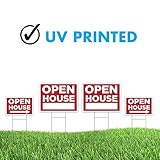 Wall26 - Double Sided Open House Sign with H Stands Real Estate Sign Bundle - Pack of 4 Sets, Two Sets of 12