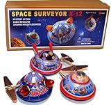 Robot Island Flying Saucer Tin Toy Windup Gift Set