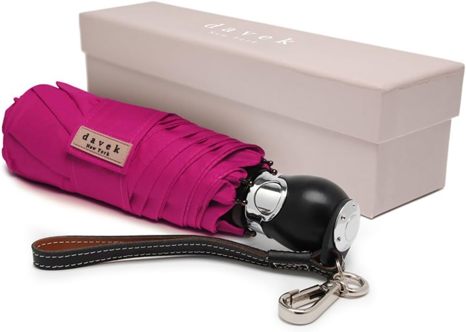 DAVEK TRAVELER UMBRELLA (Fuchsia Pink) - Quality Windproof Travel Umbrella with Automatic Open & Close, Strong & Portable