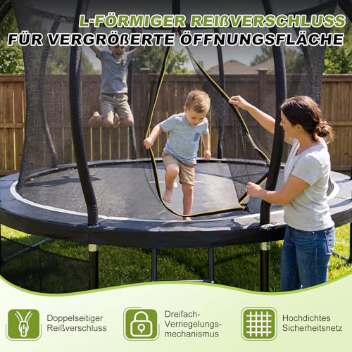 Devoko-Trampolin-Outdoor-O-228305366427488-cm-GS-Zertifikat-Kindertrampolin-Gartentrampolin-mit-Sicherheitsnetz-Rundes-Riesentrampolin-mit-Leiter-und-Schuhbeutel