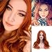 Imiss Hair Glueless Red Copper Lace Front Wigs Long Loose Wave 18Inch Orange Side Part Hair Style Synthetic full Ginger Wig Heat Resistant Fiber for Women Girls