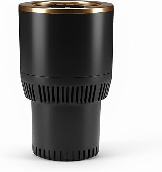 Auto Car Cup Holder Heating Cooling Drinks Smart Cooler Warmer Heater for Coffee Beverage Milk Black with Gold