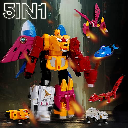 Stoulkd 5-In-1 Animal Deformation Toys - Lion, Dragon, Whale, Phoenix, And Bear Action Figures Combine Into A Robot Toy For Kids 6-10 #TOP7