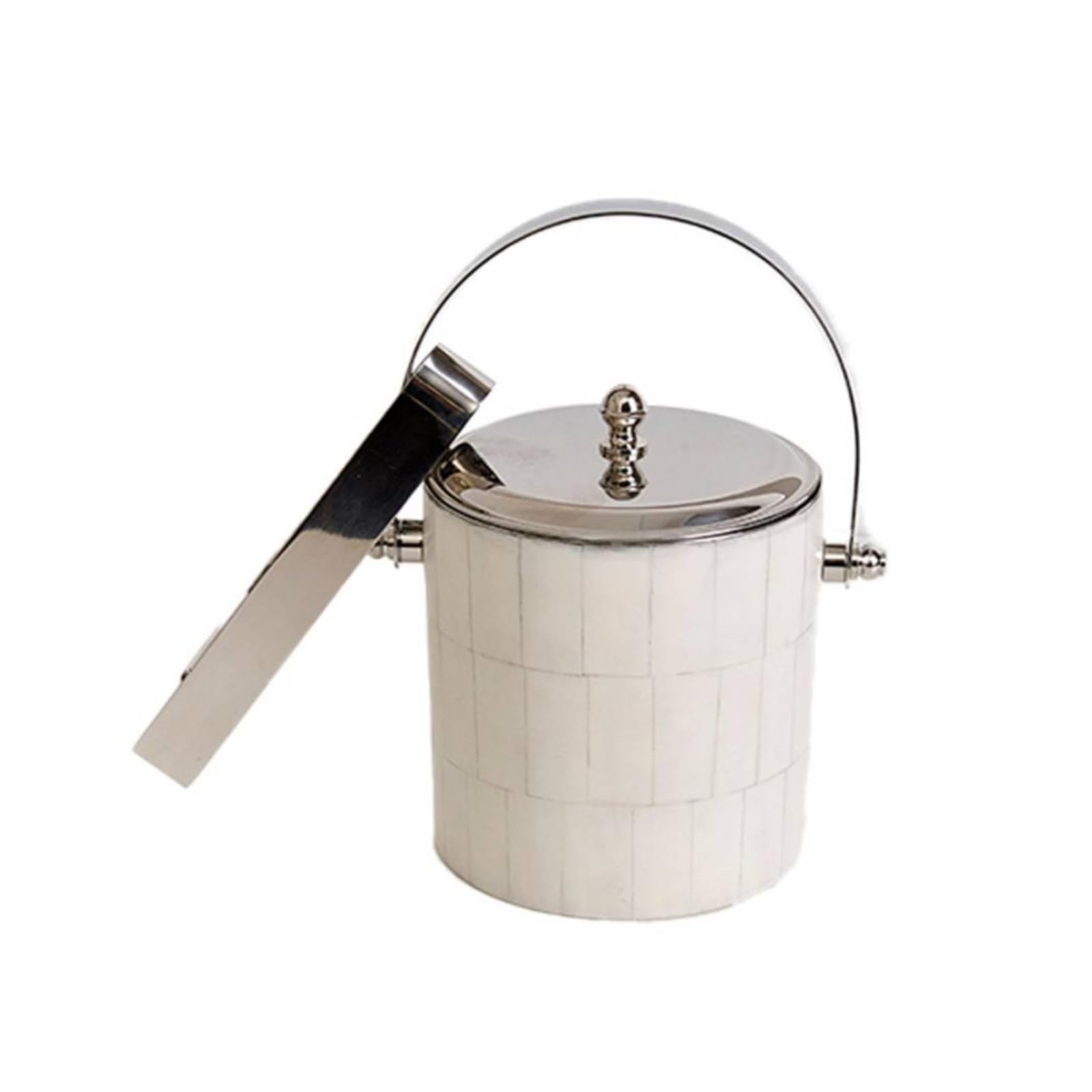 Secchiello per il Ghiaccio in Metallo Durevole, Secchiello per il Ghiaccio con Manico, Ergonomico, Servizio Bevande Fredde, Beige