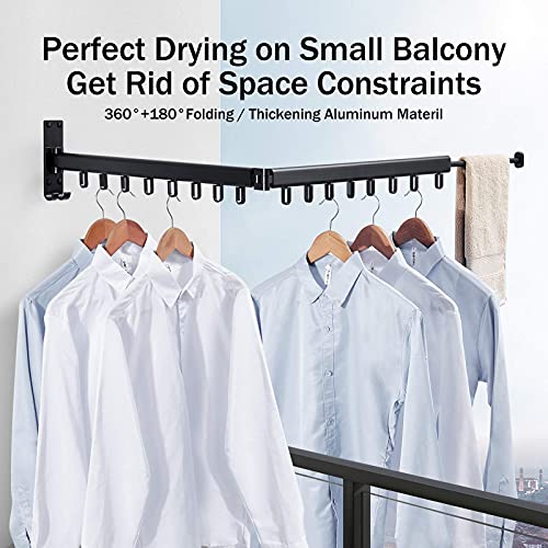 Zdwcyl Retractable Clothes Drying Rack,Wall Mounted,Collapsible Space Saver Clothes Hanger Rack With Towel Bar,Strong Load-Bearing,For Balcony,Laundry,Bathroom,Patio And Bedroom #TOP6