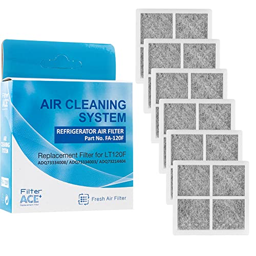 ACE+ FA 120F | Filtro de aire para frigorífico compatible con LG Pure N Fresh ADQ73214405 ADQ73214404 ADQ73214408 LT120F Sistema antibacteriano antiolor Pur Air (6 unidades)