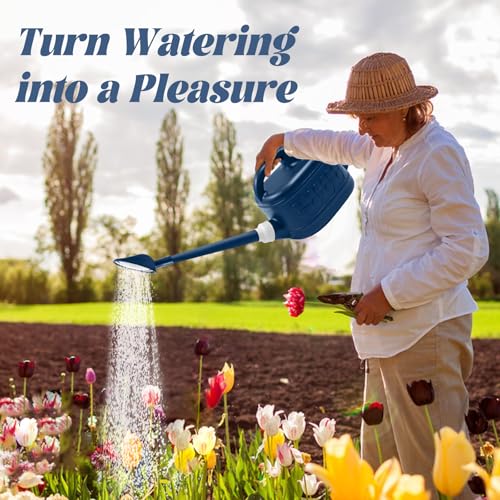 Image of 1 Gallon Watering Can, Garden Watering Can Outdoor, Plant Water Can with Removable Long Spout and Stainless Steel Sprinkler Head, Plastic Indoor Watering Cans for Gardening Flower Plants