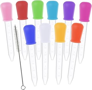 20 Pack Plastic Pipettes Droppers 5ML Clear Silicone Liquid Dropper with Bulb Tip Clean Brush Eye Droppers for Candy Mold Gummy Making Kitchen Oil Science Crafts Transfer Eyedropper