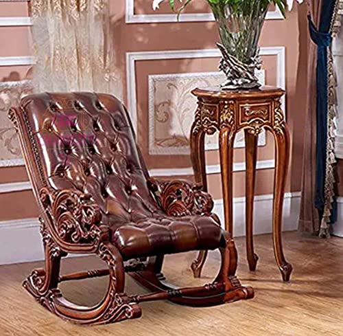 Image of CRAFTCITY Rocking Chair |Sheesham Wood Elegant Rocking Chair with Pillow and Matching Foot Stool and Pre assembeled(Coffee)