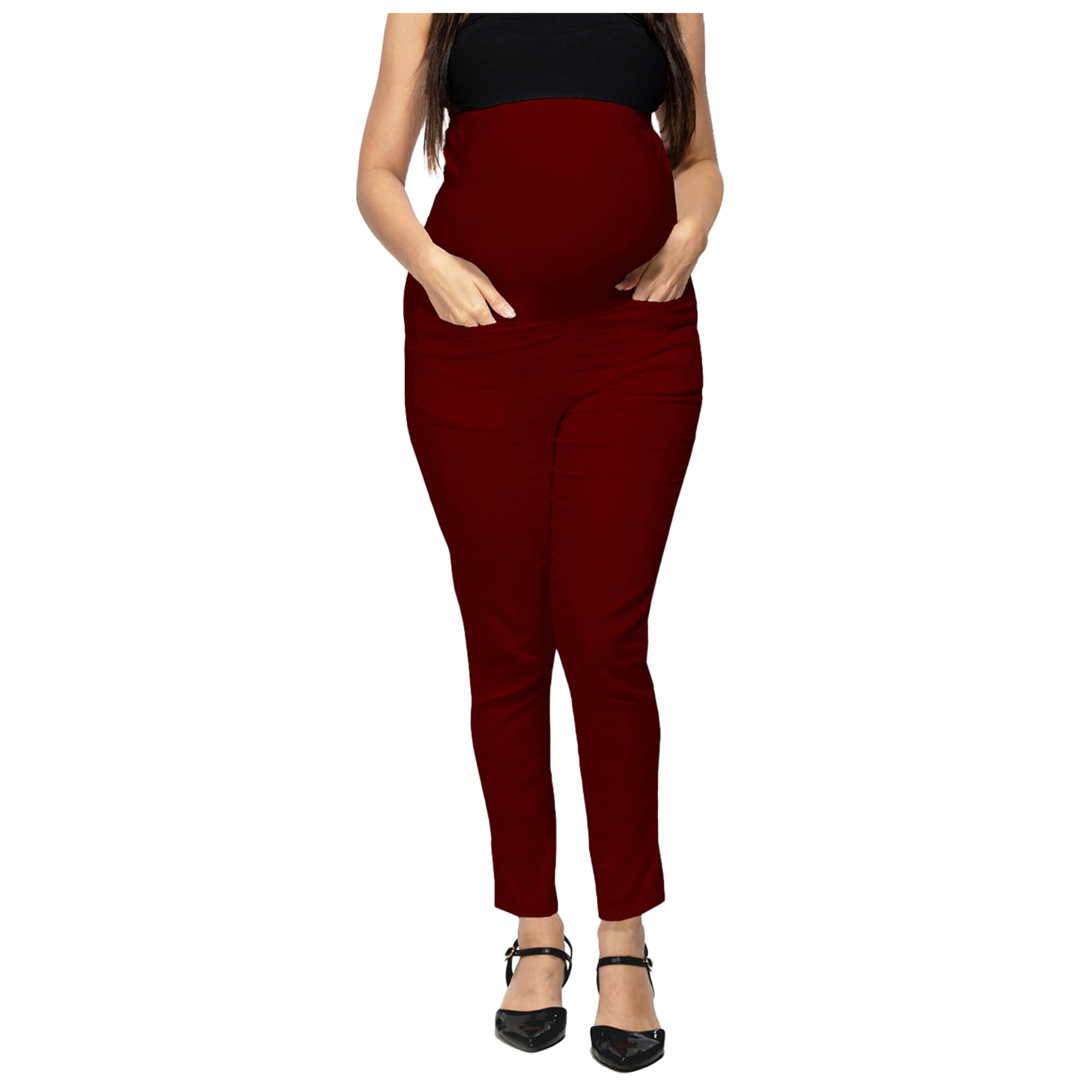 Slimfit Stretch Maternity Maternity Trousers | Maroon-picture-37