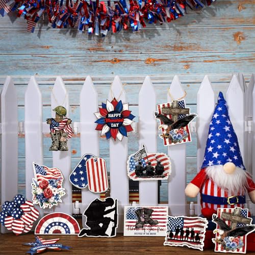 Anglechic LUO-ANGLECHIC-123 36 Pcs Veterans Day Tree Ornaments Patriotic Tree Ornaments Red White Blue Hanging Decorations thumb #1
