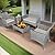 Patio Furniture Set 4 Pieces Conversation Outdoor Sets, Rattan Wicker Double Sofa Set with Coffee Table and Soft Cushions, Garden Balcony Backyard Porch Pool Lounge Chairs (Gray&Khaki Cusion)
