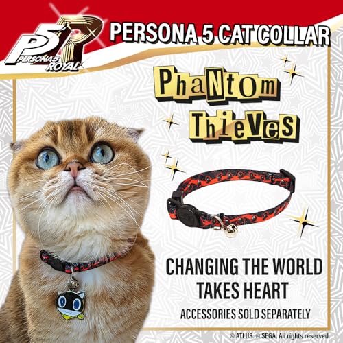 Image of Persona 5 Cat Collars for Girl Cats, Boy Cats, Small Kitten Collar with Bell (Removable) -Officially Licensed Anime Merch - Persona 5 Royal Phantom Thieves Breakaway Cat Collars for Persona 5 Cosplay