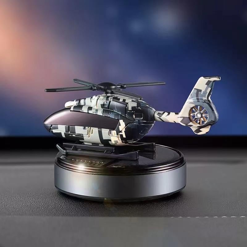 Image of YOURKARTS.COM New Solar Powered Car Perfume Diffuser | Auto Rotation Fan Military Helicopter Car Air Freshener For Car Dashboard With Liquid Perfume, 10 ml