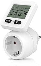 GreenSun Electricity Meter for Socket - 5 Modes Power Consumption Meter with Memory Function Electricity Meter Socket Max. 3680 Watt, 230 V, 16 A