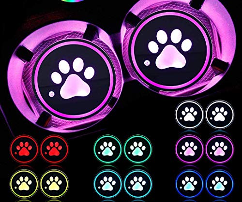 SR 2pcs Wireless Cup Holder car Universal Coaster LED Light 7 Colors USB Charging Bottle Coaster car Drink Holder LED Interior Decoration Accessories (Please Choose Your car Name)