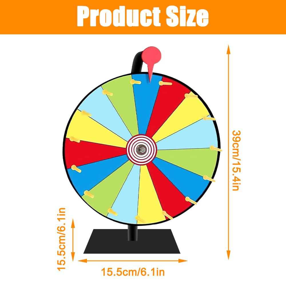 Glücksrad, 30CM Glücksrad zum Drehen, 15 Slots Drehrad Glücksrad mit Radiergummi und Markierstift, glücksrad zum selbstgestalten für Wortspiele, Halloween, Weihnachten