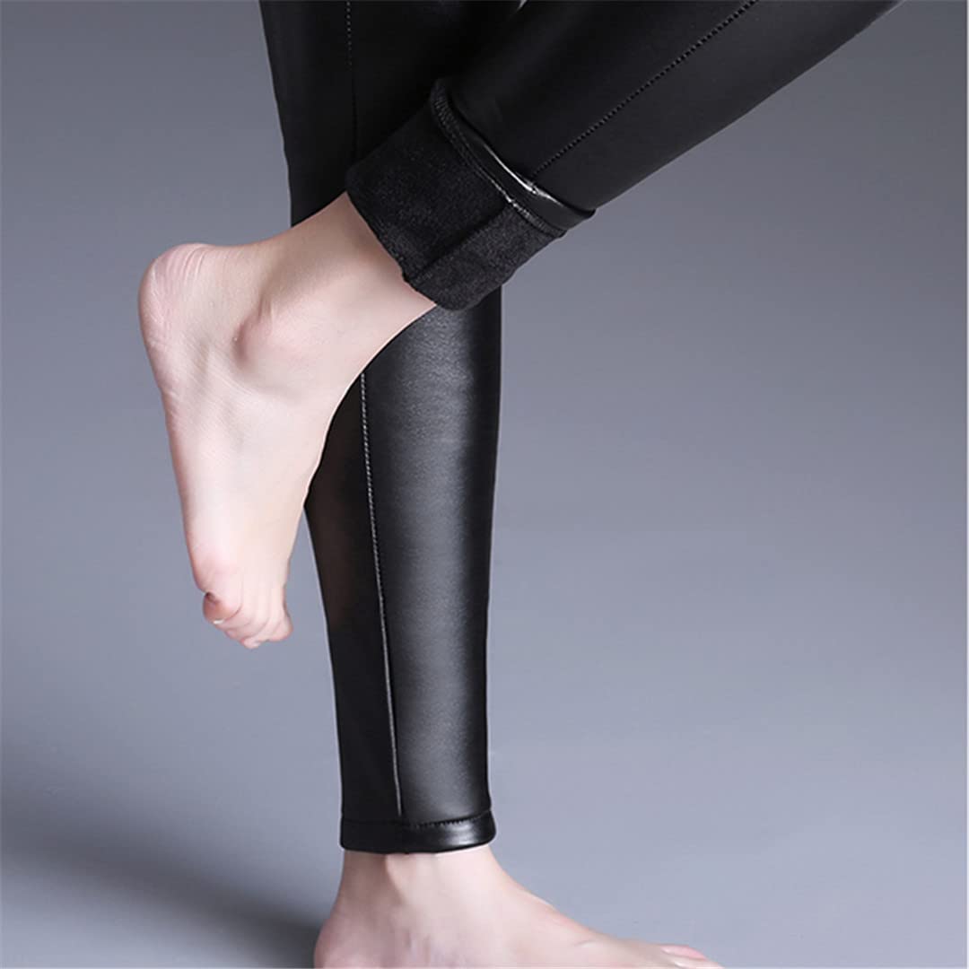 Obcisłe damskie spodnie ołówkowe ze sztucznej skóry Czarne, wąskie, elastyczne legginsy z wysokim stanem, punk rockowe gotyckie legginsy (czarne 6XL)