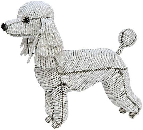 Poodle Dog Beadworx Sculpture, White