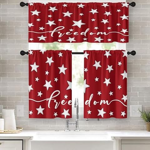 Nesphy 4th of July Kitchen Curtains Set Cover