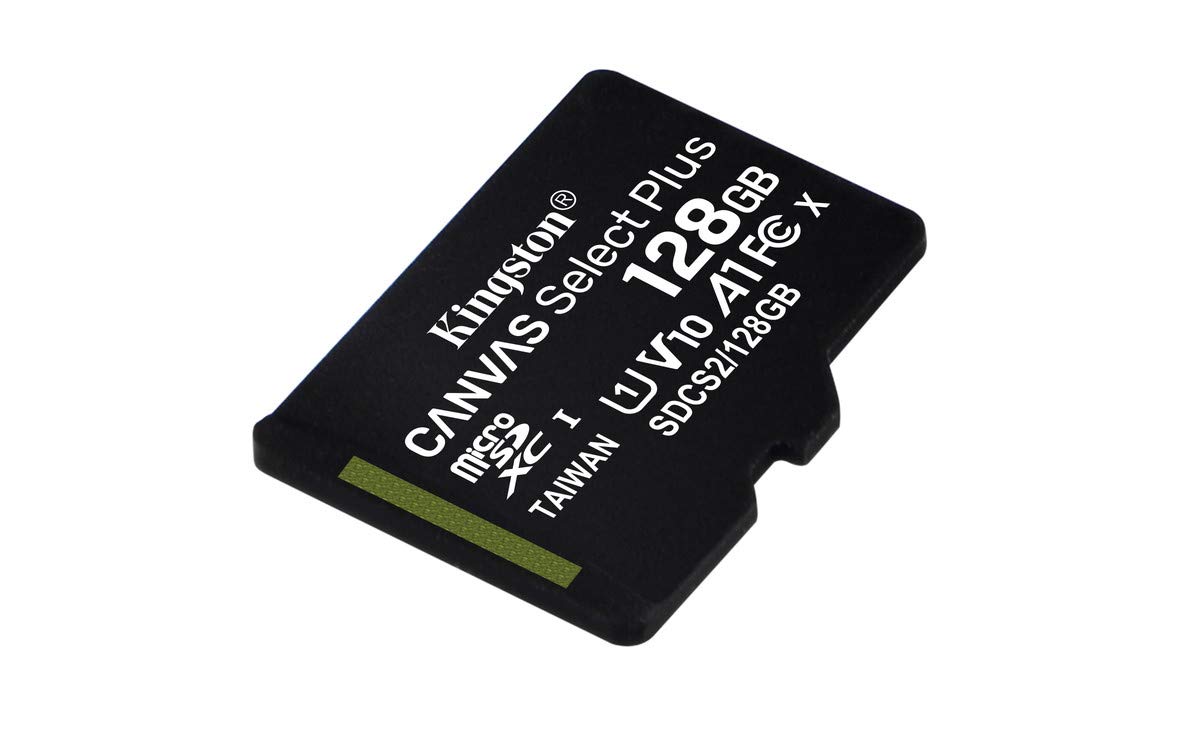 Kingston Canvas Select Plus karta microSD 128 GB, klasa 10, UHS-I, prędkość do 100 MB/s z adapterem (SDCS2/128GBIN), czarna