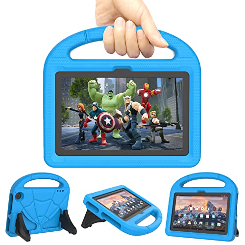 Fire 7 Tablet Case for Kids Fire 7 2022 Case (Latest 12th Generation 2022 Release) - Kricsertg Lightweight Shockproof Handle with Stand Kid-Proof Case for Amazon Kinlde Fire 7 Kids Tablet - Blue