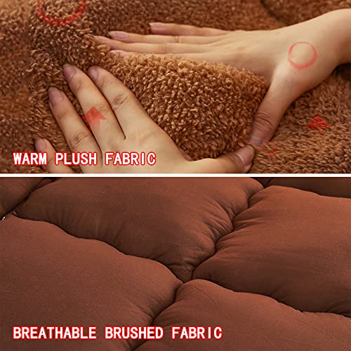 Tatami Mattress Futon Mattress Japanese Foldable Floor Mattress Soft Futon Quilted Bed Mattress Topper Plush Feather Fabric Fiber Mattress Tatami Mat Sleeping Pad,Brown,90X200Cm 1.2Kg #TOP3