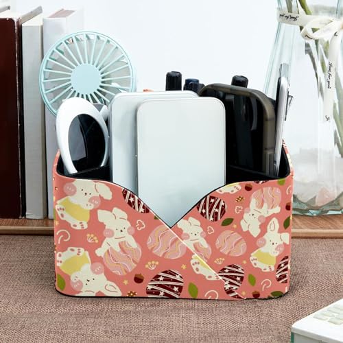 Porte-stylo rectangulaire Happy Easter de bureau à double compartiment imprimé pâques - 7