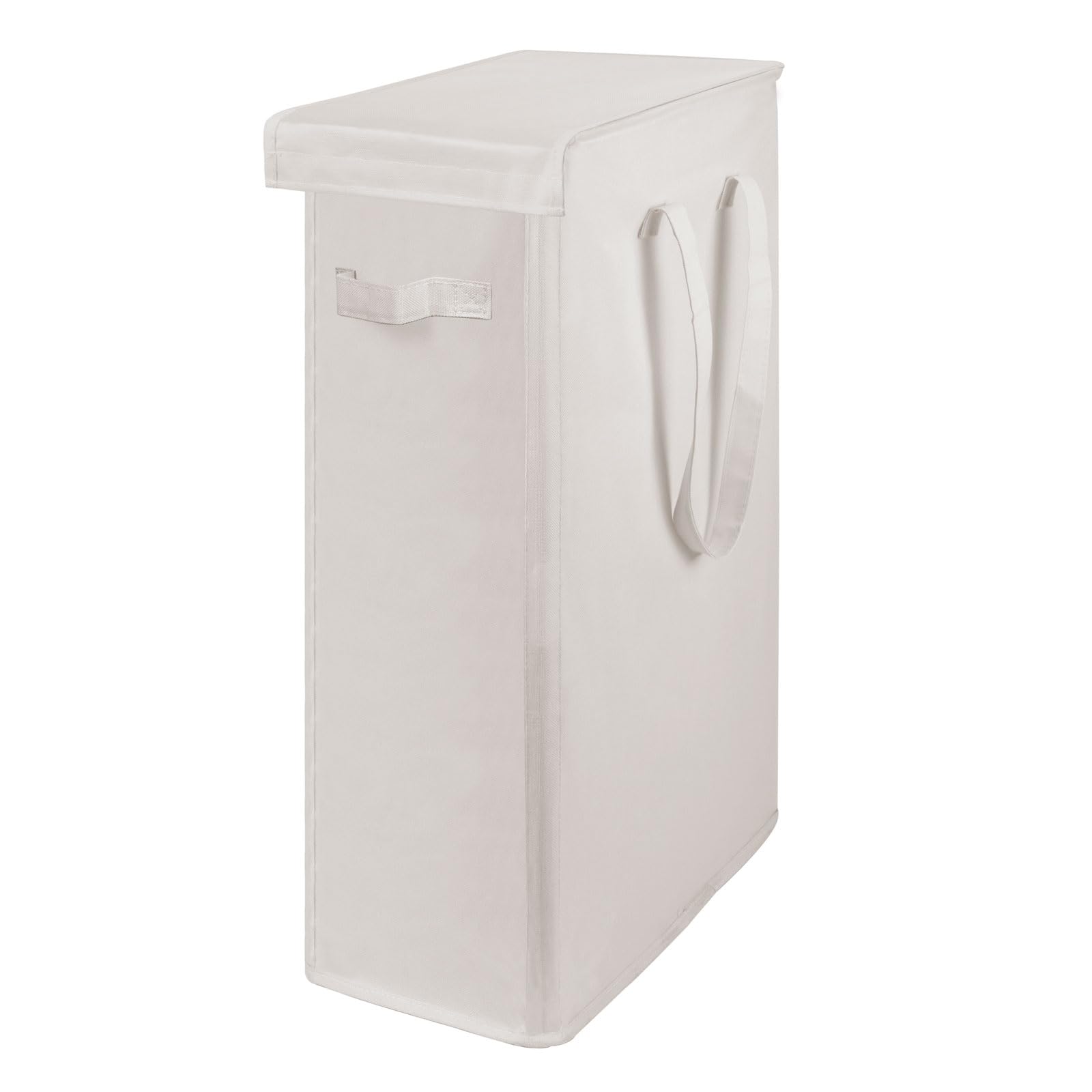 Slim Laundry Hamper with Handles, Freestanding Collapsible Design, Premium Fabric, Gray (Black)