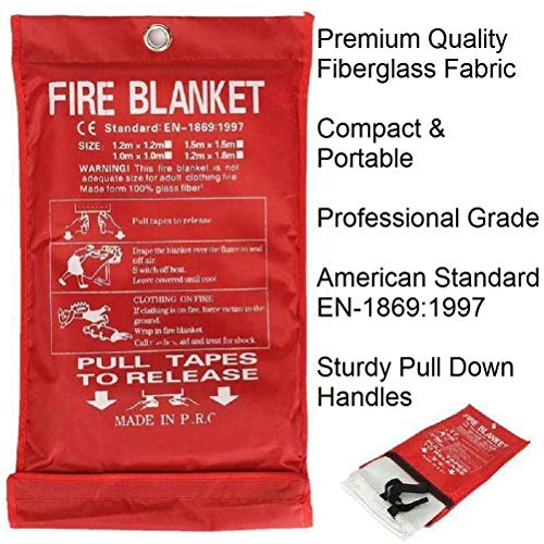 Fire Blanket For Home XL - 47 x 47 Fire Blankets Emergency For People Fire Retardant Blanket Fire Shelter Large Suppression Fiberglass Kitchen Home Restaurant House Fire Proof Survival Safety Reusable