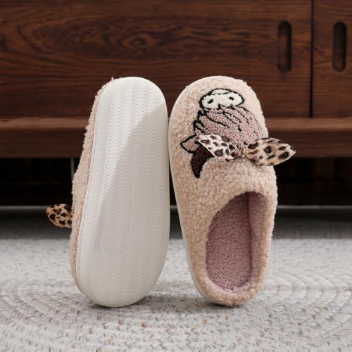 Image of LNERIP Slippers Winter Womens Mens Fluffy Plush Slippers Animals Cute Cartoon House Slippers Cuddly Warm Shoes Indoor Outdoor Girls Women