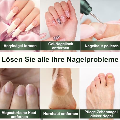 Auriox Kabellos Tragbar Nagelfräser, 12 in 1 Profi Maniküre und Pediküre Set 25000 u/min, Akku Elektrische Nagelfeile für Gelnägel und Acrylnägel, Nagelformen, Entfernen von Hornhaut, Nail Drill