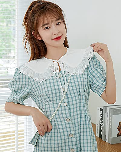 Elegtiskas Women’s Dechable False Collar Neck Ruff Mini Lace Cape Dickey Collar2