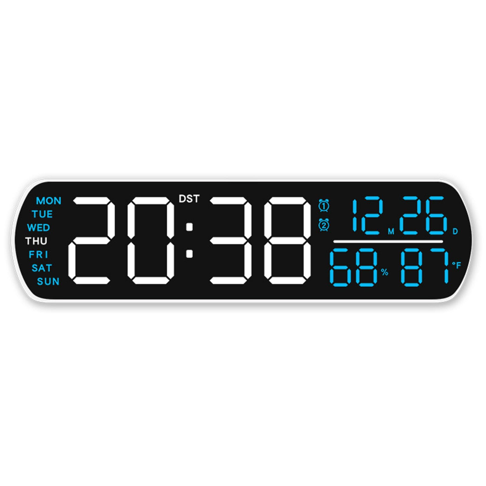 Elnwnnkc LED Digital Wall Clock with Large Display, Temperature Auto Dimming Date Alarm Clock Desk Clocks for Bedroom Home Decors Desk Wall