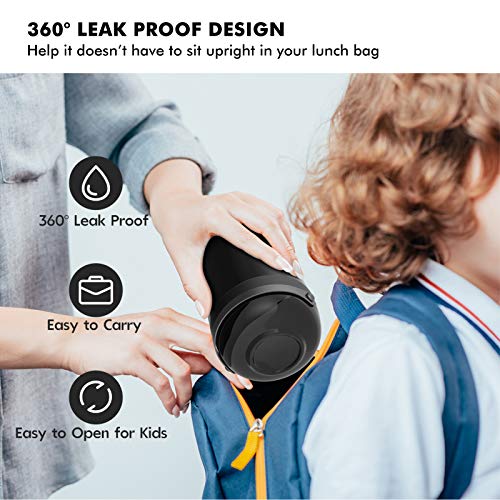 Dacool Kids Thermos With Handle For Hot Cold Food Insulated Food Jar Food Thermos For Lunch Hot Soup Leakproof Stainless Steel With Spoon Keep Food Warm Thermal Container For School Camping Dark-Black #TOP3