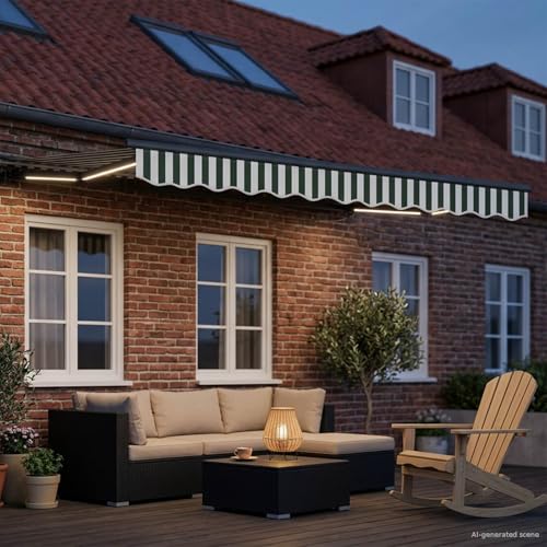 Auvent manuel avec LED et cadre aluminium extensible pour balcon - 3