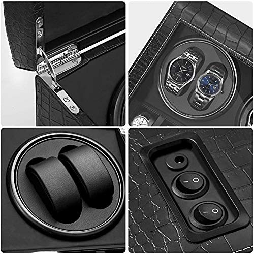 Cofanetto Carica 4 Orologi Automatici Espositore Nero in Eco Pelle Watch Winder Scatola Movimento Rotatorio