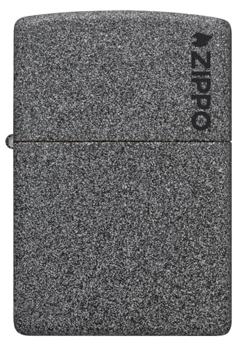 Image of Zippo Classic Iron Stone Zippo Logo, Pocket Fuel Windproof Lighter (BIS Certified)