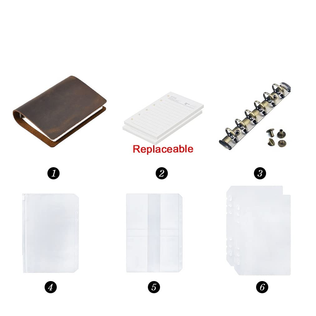 EDDGE Classico quaderno ad Anelli in Pelle, Formato A5, Copertina in Vera Pelle, diario, Agenda for Schizzi, cancelleria