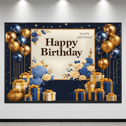 Image of Happy Birthday Theme Backdrop Banner 5x7 ft - Digital Print Cloth Background, Reusable Birthday Party Wall Decoration for Girls, Photo Booth & Stage Decor (BD 38)